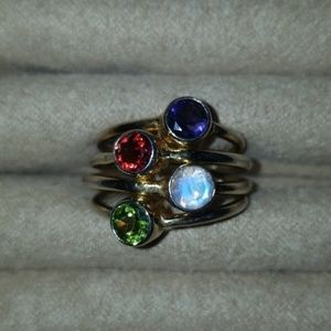 Peridot, Garnet, Moonstone and Sapphire